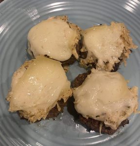 Hamburgers with Sauerkraut and Manchego