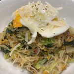 Prosciutto Spinach and Eggs with Sorghum Spaghetti