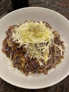 Veggies Pasta and Grass Finished Ground Beef